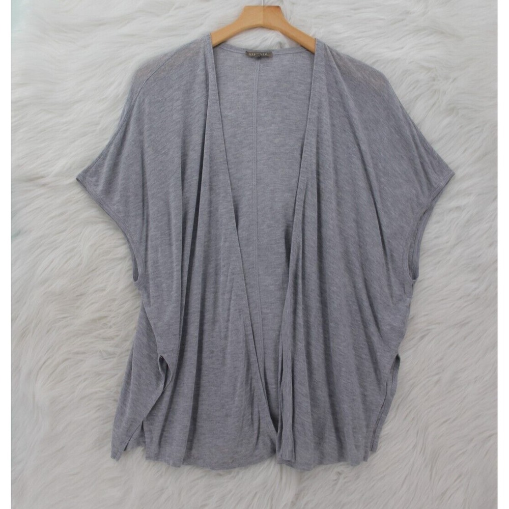 Lilla P Women's Open Front Gray Sleeveless Lightweight Vest Top Sz S #1517